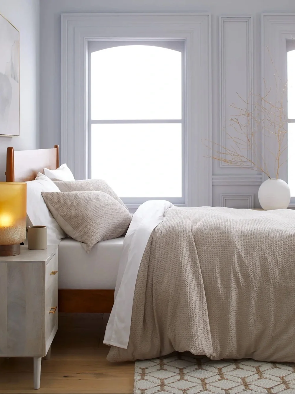 QUINCE Organic Luxe Honeycomb Duvet Cover Set Full/Queen Sand 0601